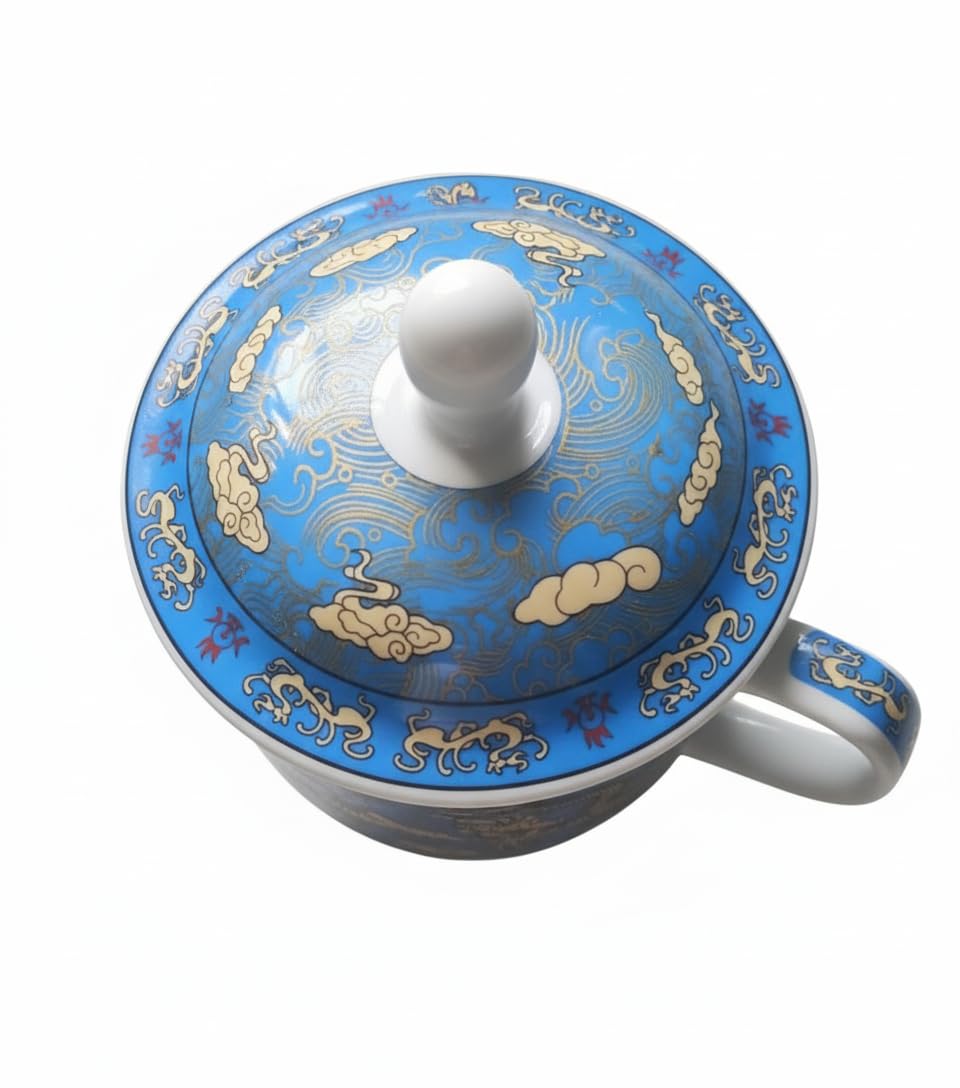 Buy Chinese Dragon Porcelain Tea Mug with Lid, Traditional
